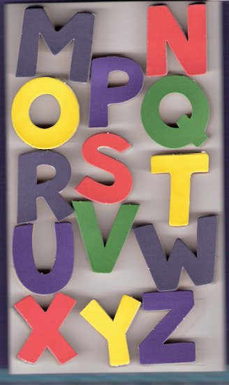 Alphabet number and punctuation marks diecuts 40 of each primary colors