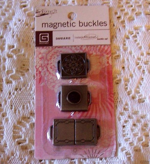 Basic Grey 3 pewter metal metallic buckles scrapbooks altered art