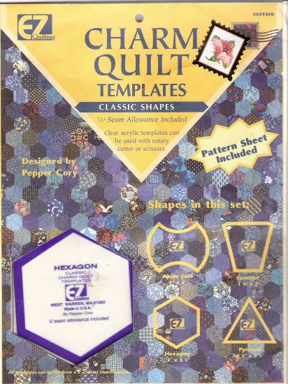 Charm quilt acrylic templates apple core tumbler hexagon pyramid