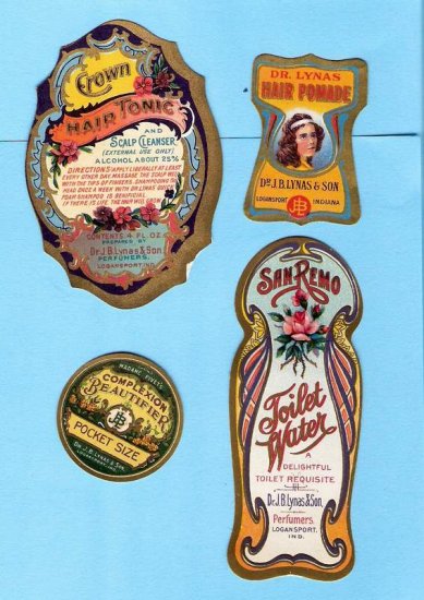 1905 Vintage fancy cosmetic labels Dr Lynas Perfumerie unused lot 2