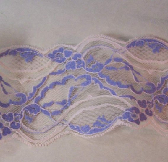 Wide vintage blue and white lace over 3 yards unused