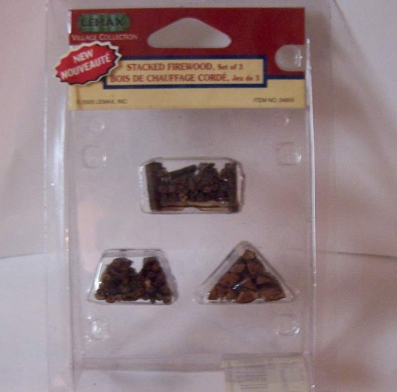Stacked firewood for dollhouse or village set of 3 MIP