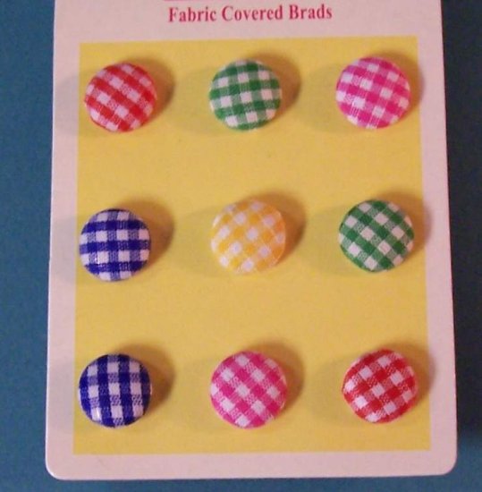 Gingham fabric covered brads for scrapbooks, cards, etc MIP