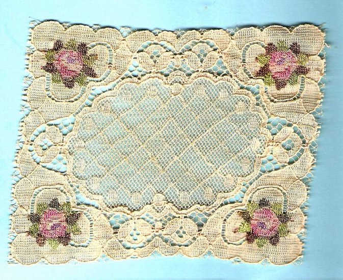 Antique lace panel for applique or dollhouse blanket or tablecloth