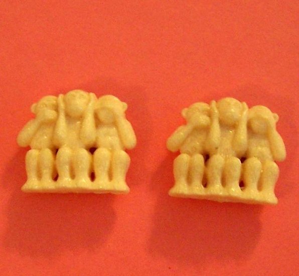 Classic 3 monkeys evil celluloid bead or figurine vintage