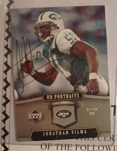 2005 Upper Deck Portraits Jonathan Vilma signed card w/COA