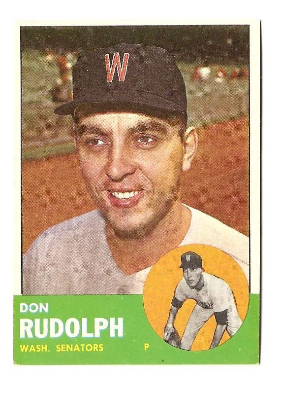 1963 Topps baseball card #291 Don Rudolph EX/NM Washington Senators