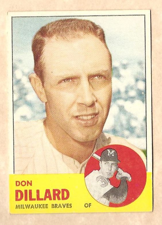 1963 Topps baseball card #298 Don Dillard EX Milwaukee Braves