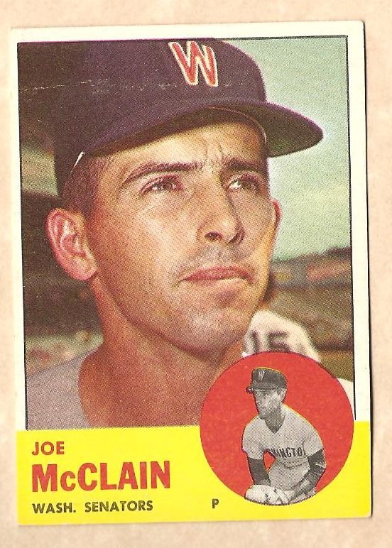 1963 Topps baseball card #311 Joe McClain VG (verl light surface crease) Washington Senators