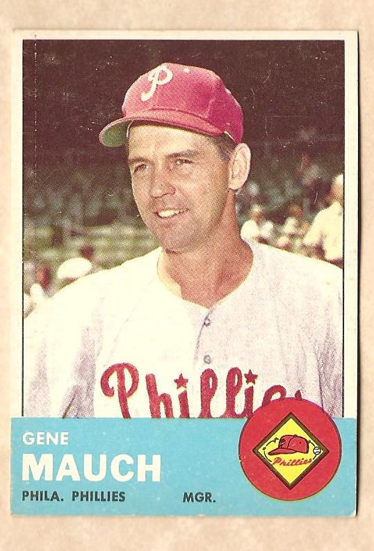 1963 Topps baseball card #318 Gene Mauch VG+ Philadelphia Phillies