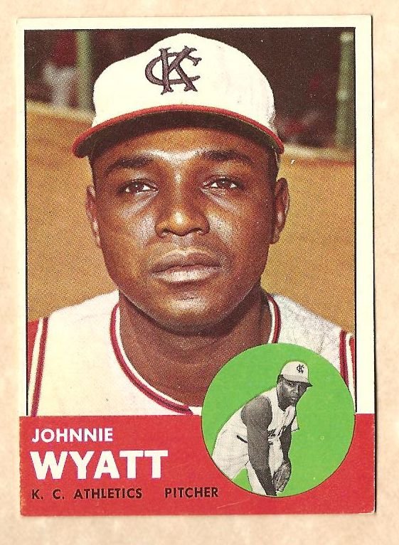 1963 Topps baseball card #376 Johnnie Wyatt VG/EX Kansas Cit A's Athletics