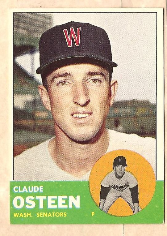 1963 Topps baseball card #374 Claude Osteen EX/NM Washington Senators