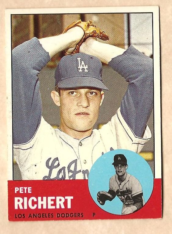 1963 Topps baseball card #383 Pete Richert EX/NM Los Angeles Dodgers