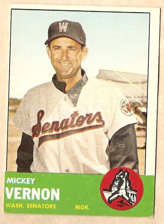 1963 Topps baseball card #402 Mickey Vernon VG/EX Washington Senators