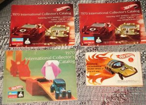 6 ORIGINAL 1967 - 1970 Mattel Hot Wheels (HotWheels) Catalogs & RodRunner instruction sheet