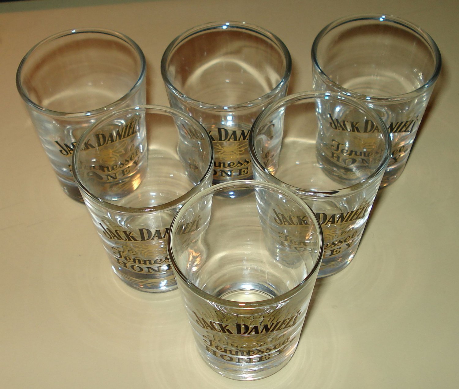 Jack Daniel's Tennessee Honey Whiskey Shot Glasses - Set Of 6! Never 