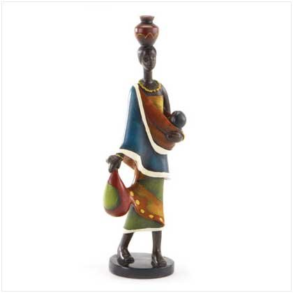 AFRICAN MOTHER WITH BABY FIGURINE