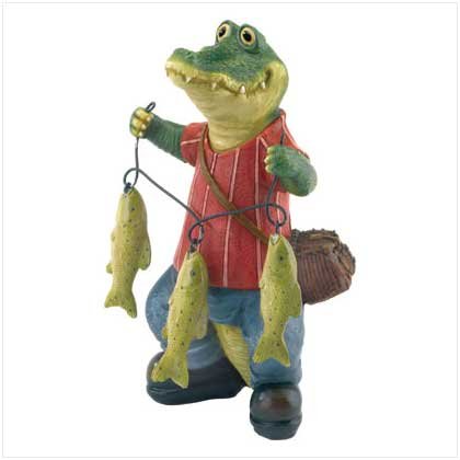 CROCODILE FISHERMAN FIGURINE