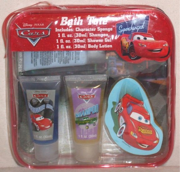 Disney Pixar CARS Bath Tote sponge shampoo gel lotion NEW 001050