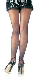 Sheer Panty Hose with Rhinestone Back Seam Accent