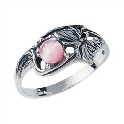 Sterling Silver Pink Cat's Eye Ring
