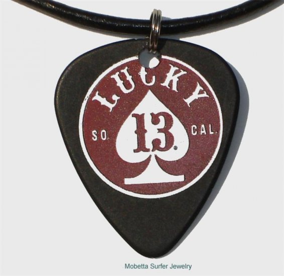 Lucky 13 Spade Leather Surfer Necklace