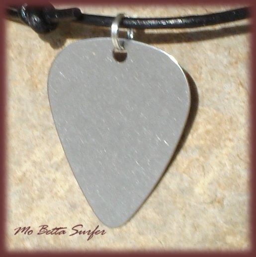 Leather Cord Adjustable Surfer Necklace with Stainless Steel Guitar Pick