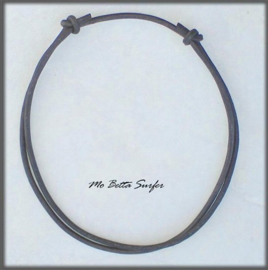 3 mm Black Adjustable Leather Cord Surfer Necklace