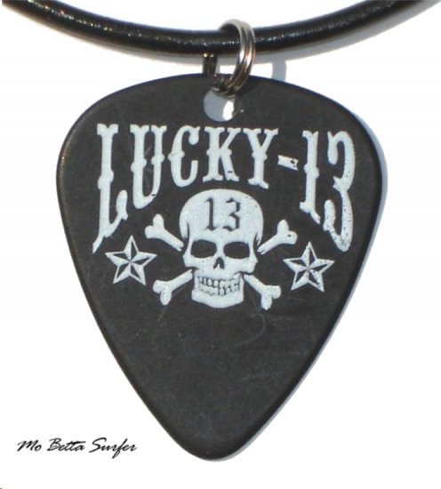 Lucky 13 Skulls and Stars Leather Surfer Necklace