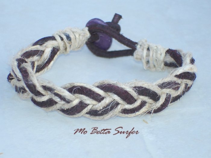 Distressed Leather and Hemp Braided Sailor's Bracelet