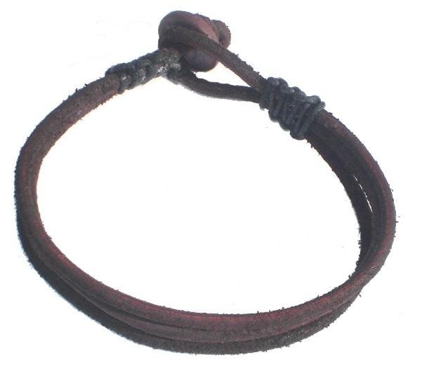 Triple Layer Aged and Distressed Dark Brown Leather Bracelet or Anklet