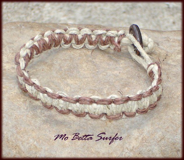 Natural and Brown Hemp Reversible Surfer Bracelet or Anklet