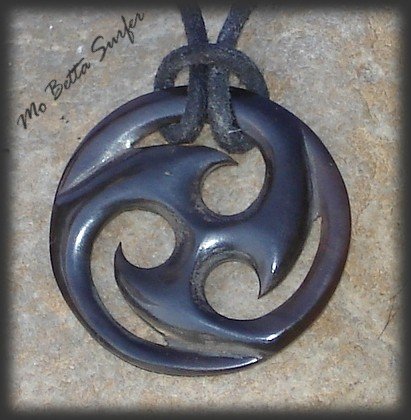 Carved Horn Celtic Triskelion on Leather Cord Adjustable Necklace