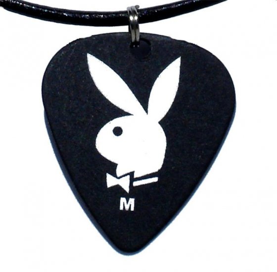 Playboy Guitar Pick Leather Surfer Adjustable Necklace