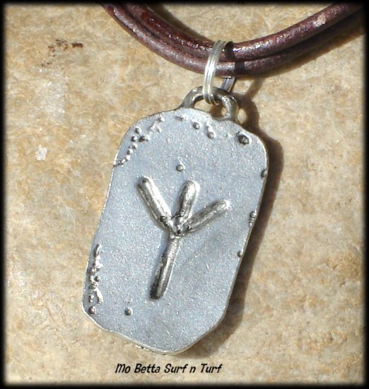 Men's Distressed Double Leather Cord Choker with Pewter Runes Protection