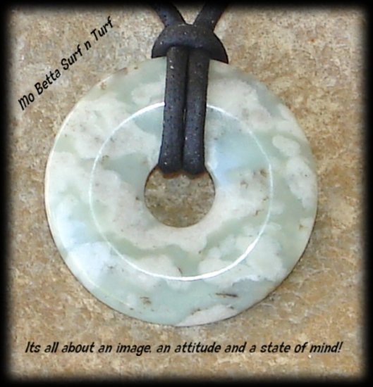 Leather Adjustable Surfer Necklace with Peace Jade Pendant