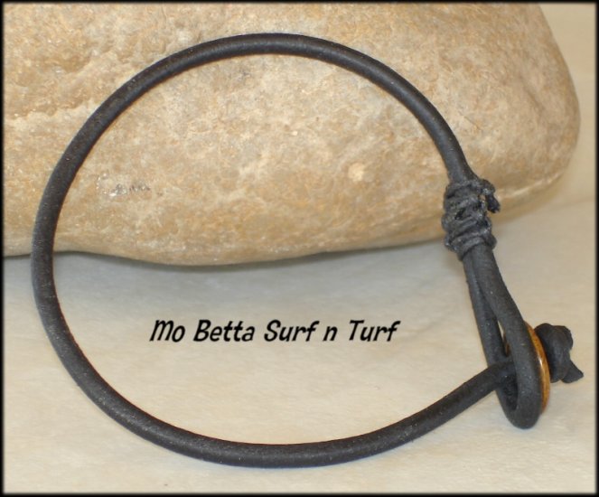 Distressed 3 mm Black Leather Bracelet or Anklet