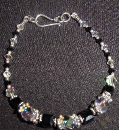 Black Majestic/Swarovski and Sterling Silver - Free Shipping