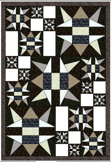 Asteroid Central Twin Quilt 52" x 76" design for EQ6 - No Shipping Charge