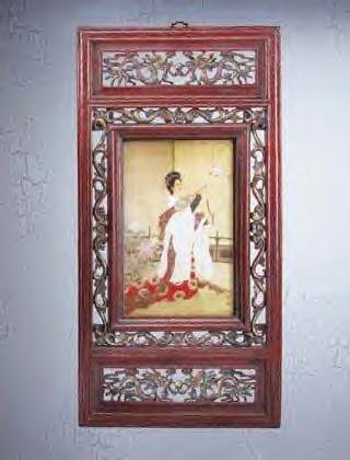 Carved Frame Chinese Noblewoman Picture