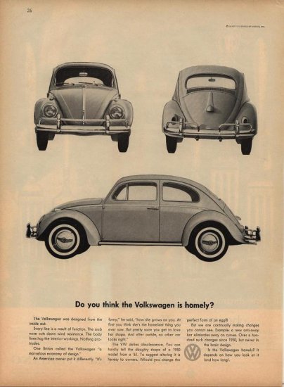 Vintage 1960 Volkswagen VW Homely Car Ad