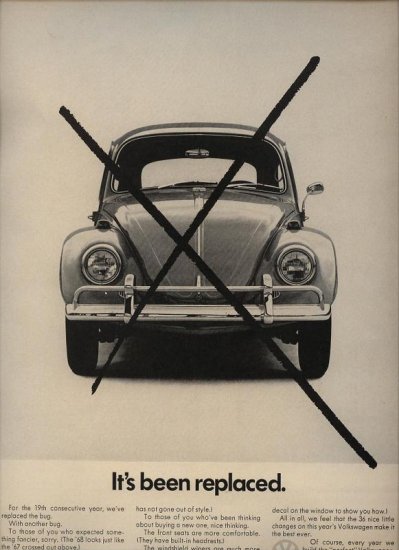 Vintage Beetle Bug 1967 It's Been Replaced Volkswagen VW Car AD