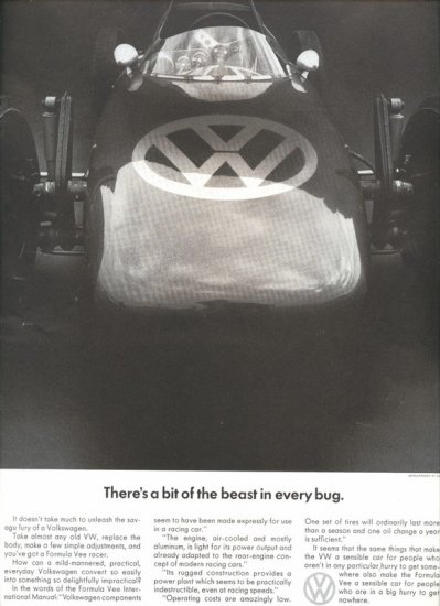 Vintage 1967 Volkswagen VW Beast in every bug Car AD