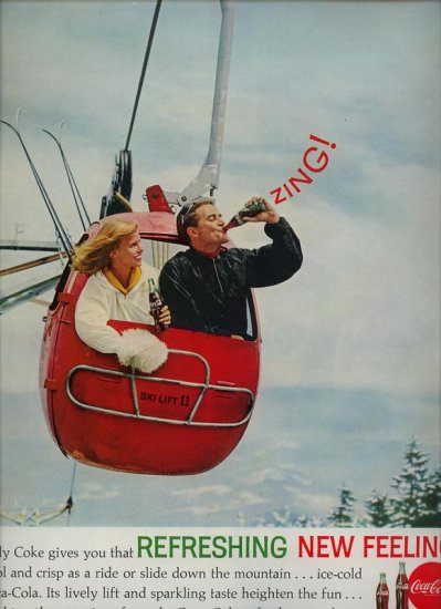 Vintage 1962 Ski Lift Coca Cola Coke Soda AD