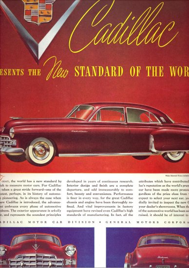 Vintage 1948 Red Cadillac Auto Car AD
