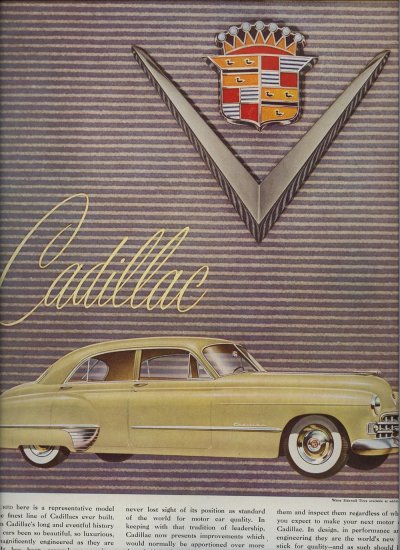 Vintage 1948 Yellow Cadillac Car Vintage AD
