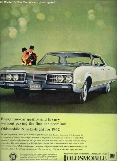 Vintage 1967 Oldsmobile Ninety Eight Super Rocket V8 Engine AD