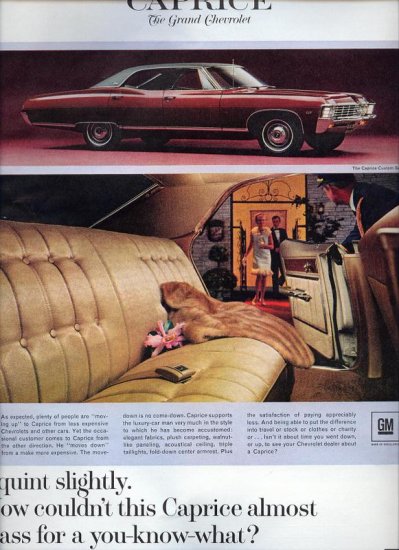 Vintage 1967 RED Chevrolet Chevy Caprice Custom Sedan Car AD