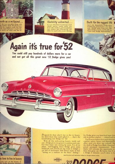1952 Red Dodge Vintage Car AD