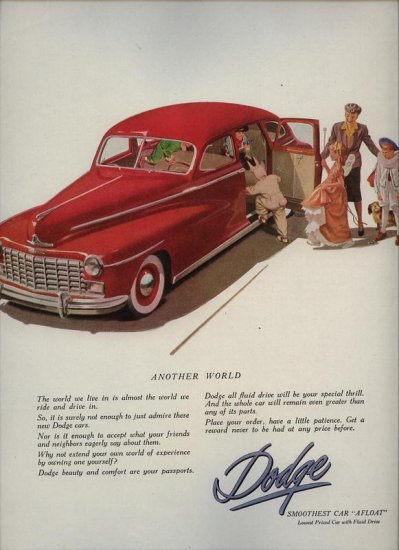Vintage1947 Red Dodge Family Car Print AD